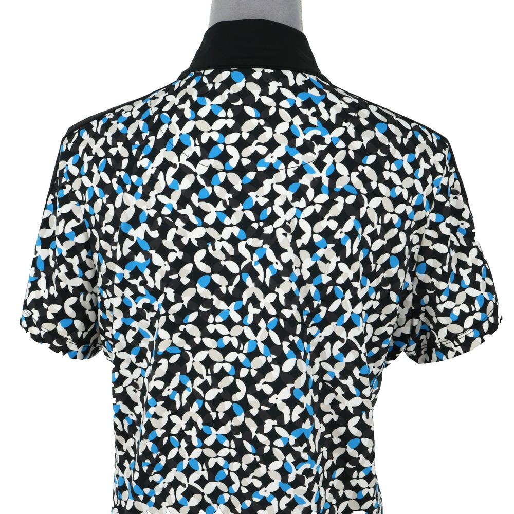 Tail Golf Top Womens Large Black White Blue Print Quarter Zip Short Sleeve - Picture 7 of 13